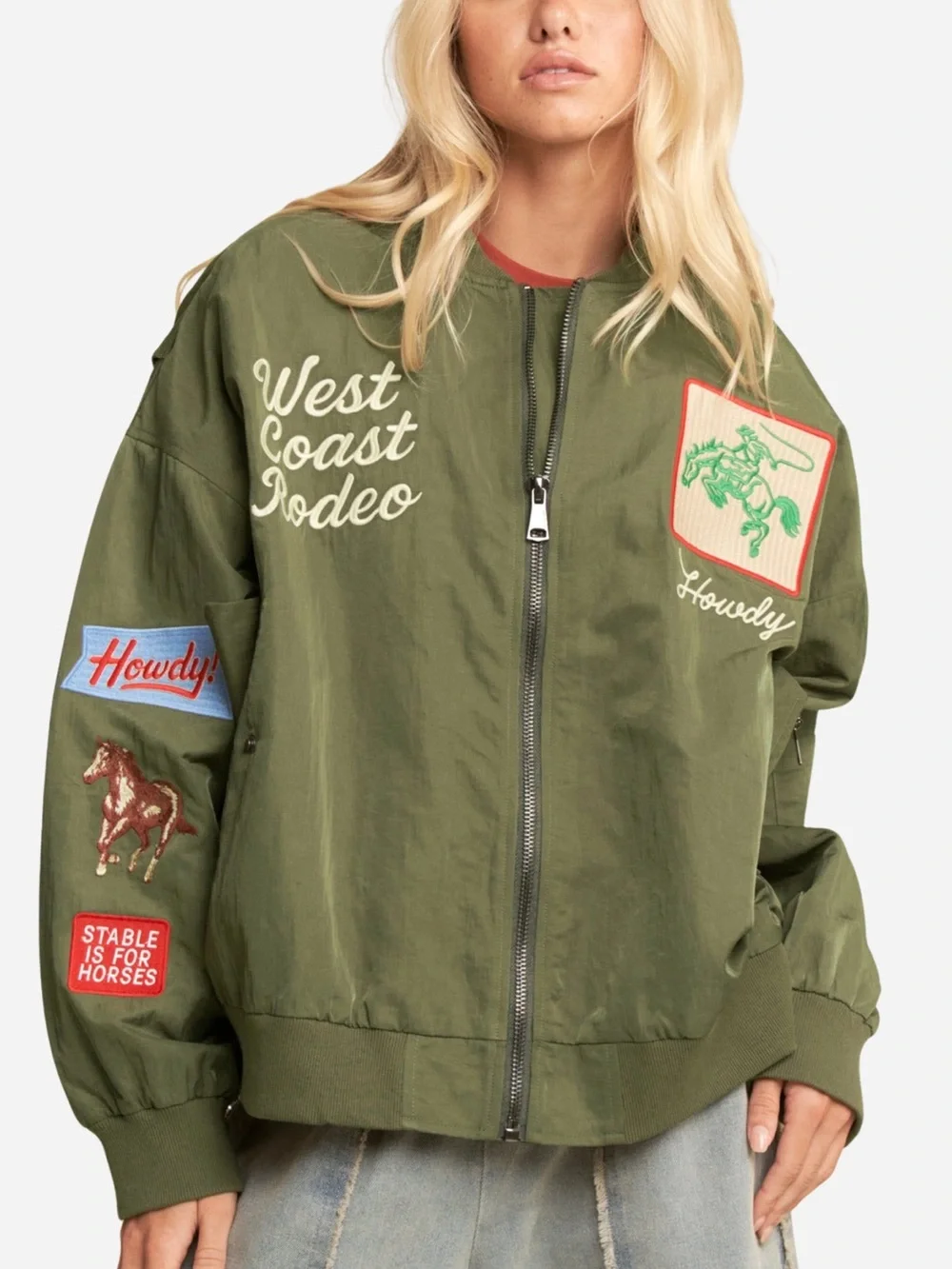 Olive Green Bomber Jacket West Voast Rodeo